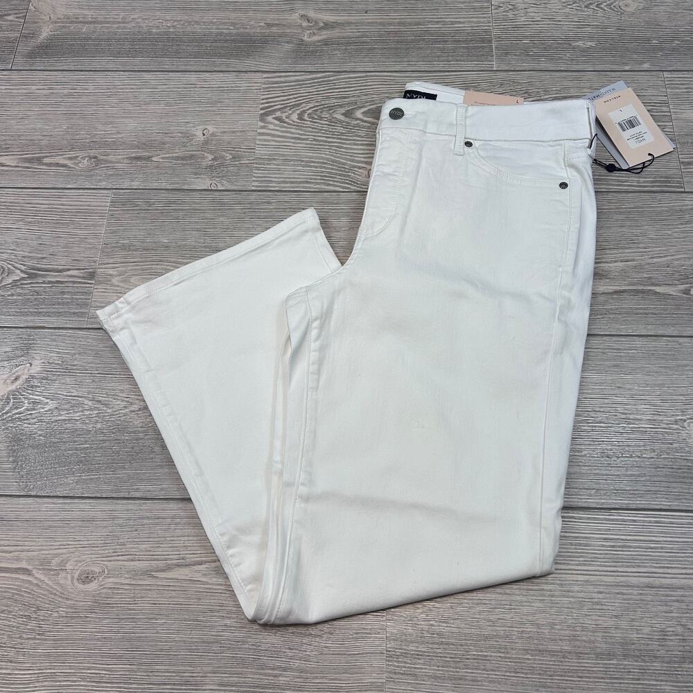 NYDJ Infinity Waist Relaxed Flare Leg Jeans White Large NWT